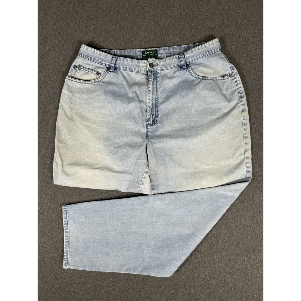 Lauren Ralph Lauren Women's Plus 18W Light Wash Straight Leg Jeans Floral Trim